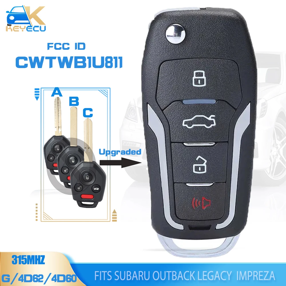 KEYECU CWTWBU811, CWTWB1U811 ulepszony Flip pilot z kluczykiem samochodowym 315MHz 4 d82/4 d60/G dla Subaru Forester Impreza dziedzictwo 2012-2017