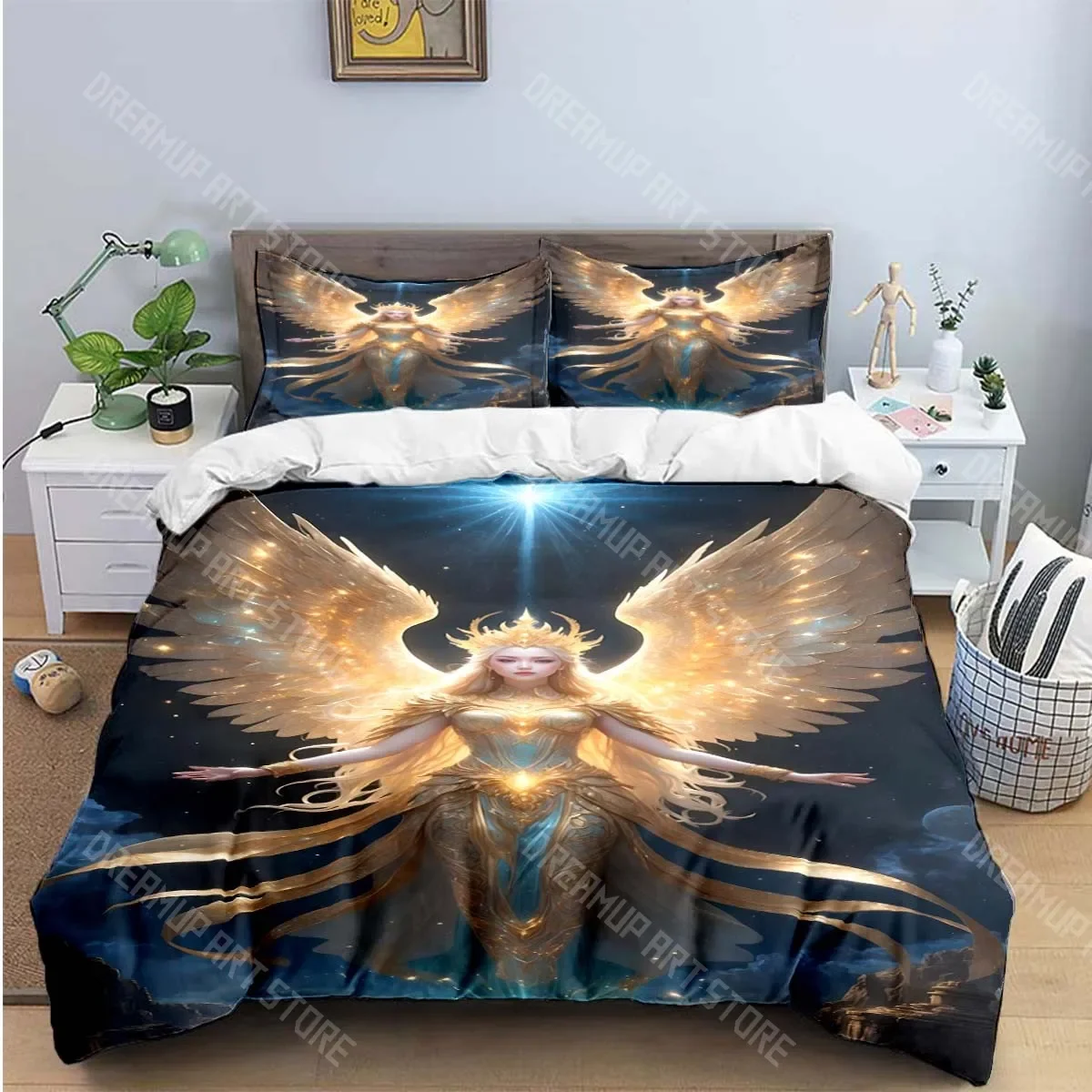2026 Exquisite Angel Wings Printed Bedding Sets Exquisite Set Duvet Cover Bed Comforter Set Bedding Set Luxury Birthday Gift