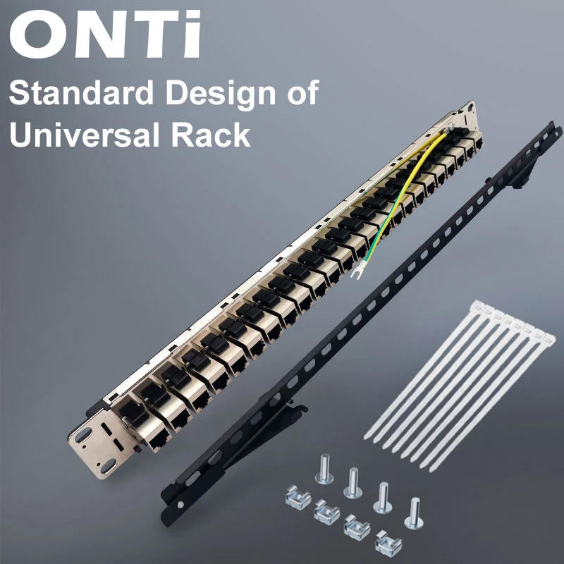 24 พอร์ต CAT6 Shield แผงแพทช์ RJ45 Connector ใช้ได้กับตู้ 19 นิ้วสายเคเบิลเครือข่าย Rack Ethernet Distribution Frame