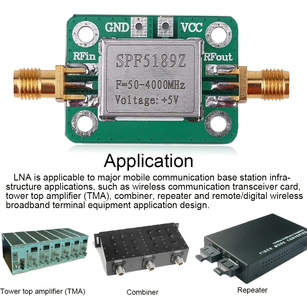 

SPF5189 with Shielding Shell RF Signal Receiver SPF5189Z SPF-5189Z RF Low Noise Amplifier LNA 50-4000MHz NF=0.6dB