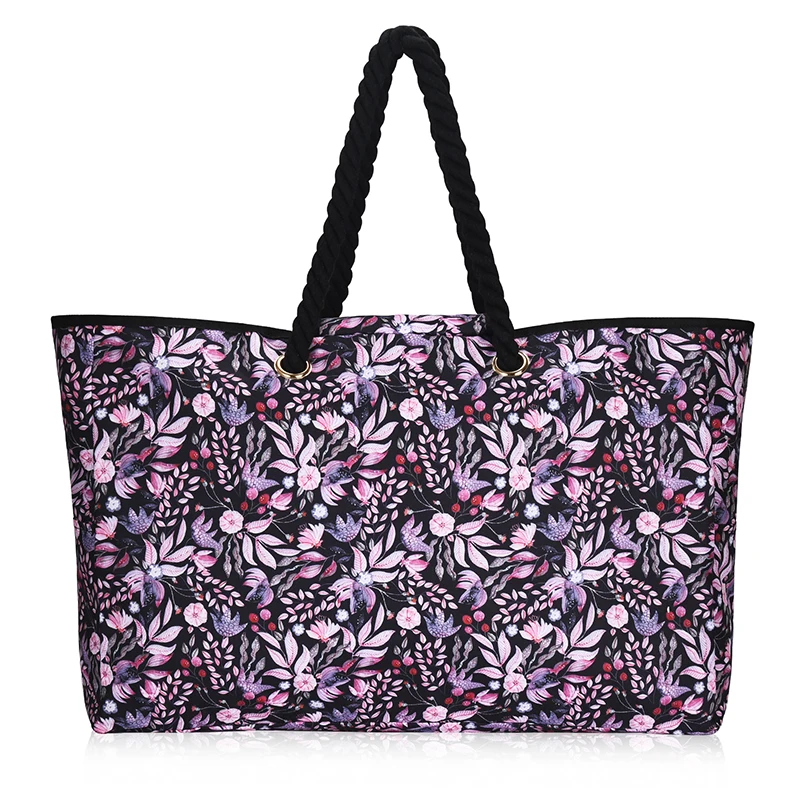 Grande sacola de praia floral para mulheres, impermeável e leve, perfeita para viagens, compras, verão e dias de praia, durável