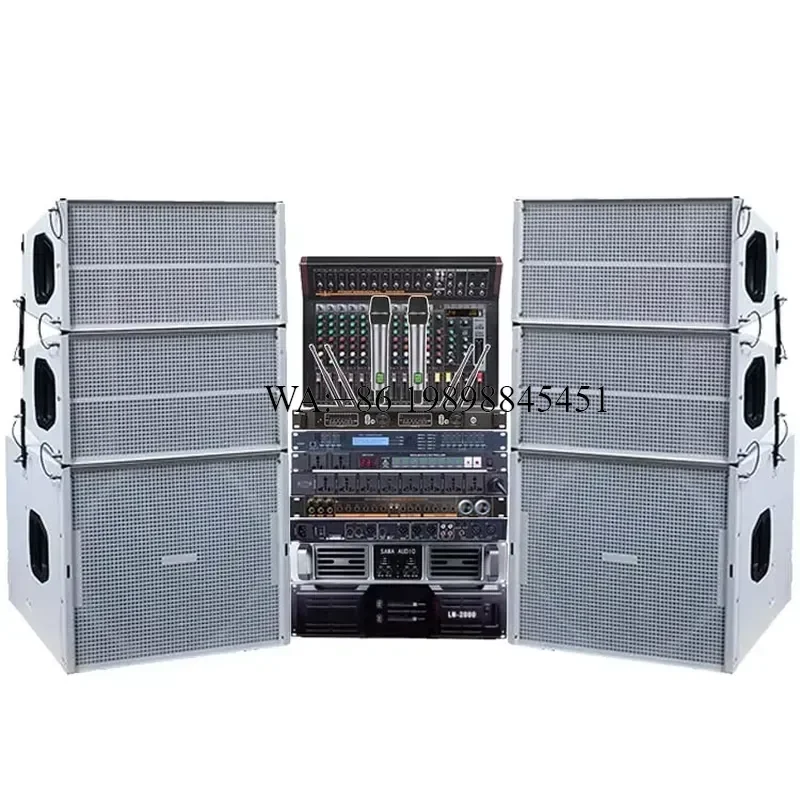 WMWMNU Dual 10 Inch Professional Disco Sound Equipment Powered Line Array Speakers Stage Audio Speakers for Church