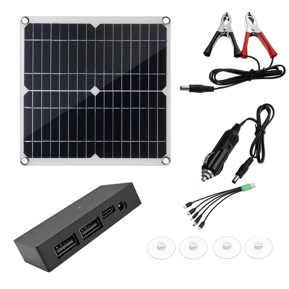 Portable 50W Solar Panel Charger With USB 5V 12V 18V For Smartphone Camera Player Camping Hiking RV Boat Outdoor Adventure