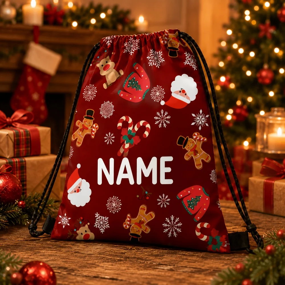 Custom Name Fruit Floral Drawstring Backpack, Personalized String Sack Bag Lightweight Foldable for Outdoor Summer Holiday Gift