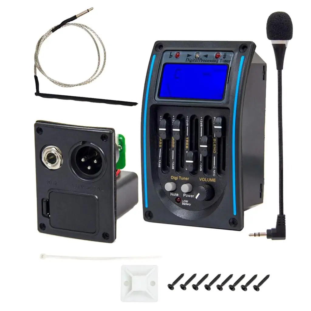 Equalizer 5 Band Piezo Pickup Active Preamp Tuner LCD Display Acoustic Guitar Soundhole Pickup for Guitar Accessories view 4