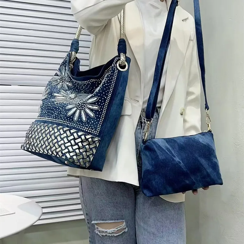 

New European and American fashion handbag cloth foreign trade woven diamond female buns mother vertical single shoulder