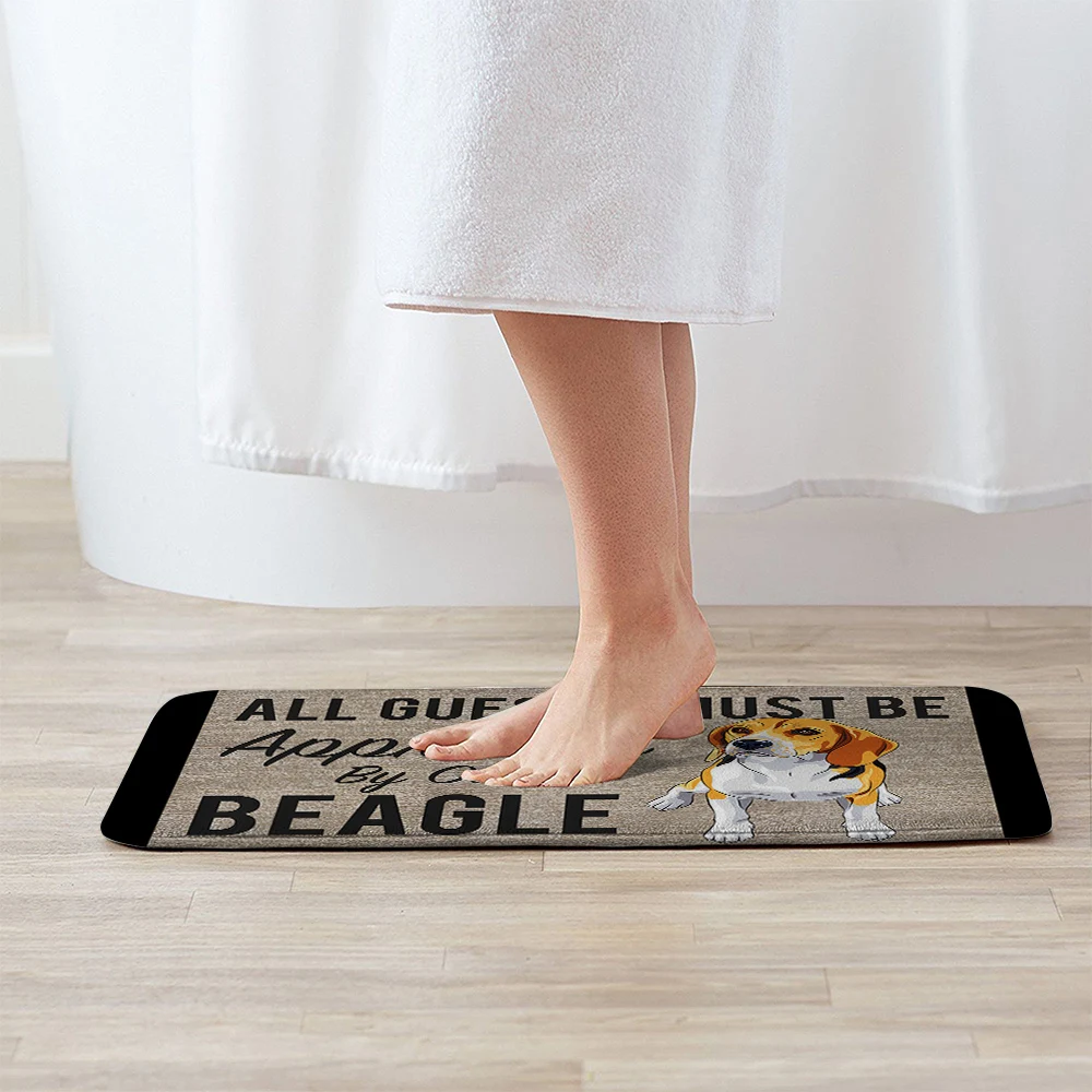 CLOOCL Fashion Animals Doormats All Guests Must Be Approved By Our Beagle 3D Printed Flannel Indoor Carpets Rugs Home Decor