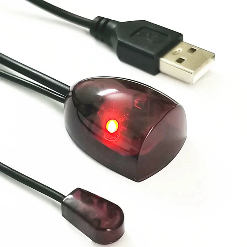

AA58 Infrared IR Remote Extender Repeater Receiver USB Adapter Transmitter Applies to Remote Control Devices 2m with Lights