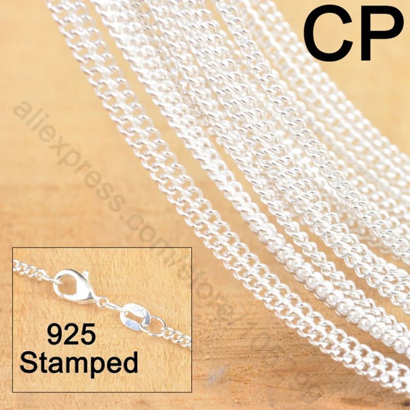 

925 Sterling Silver 20PCS 18 Inches Necklaces Fine Jewelry Findings For Pendant Sets Collar Chains+Lobster Clasp Wholesale