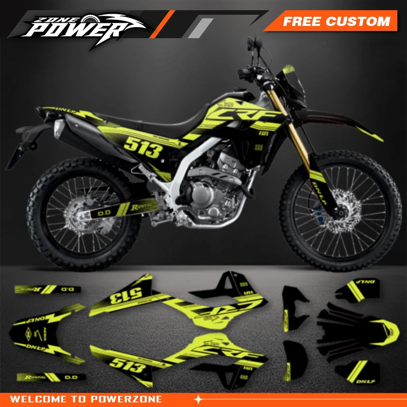 Powerzone Motorcycle Graphic Decal Stickers Kits For Honda CRF300L 2021 Number Name Customize 15