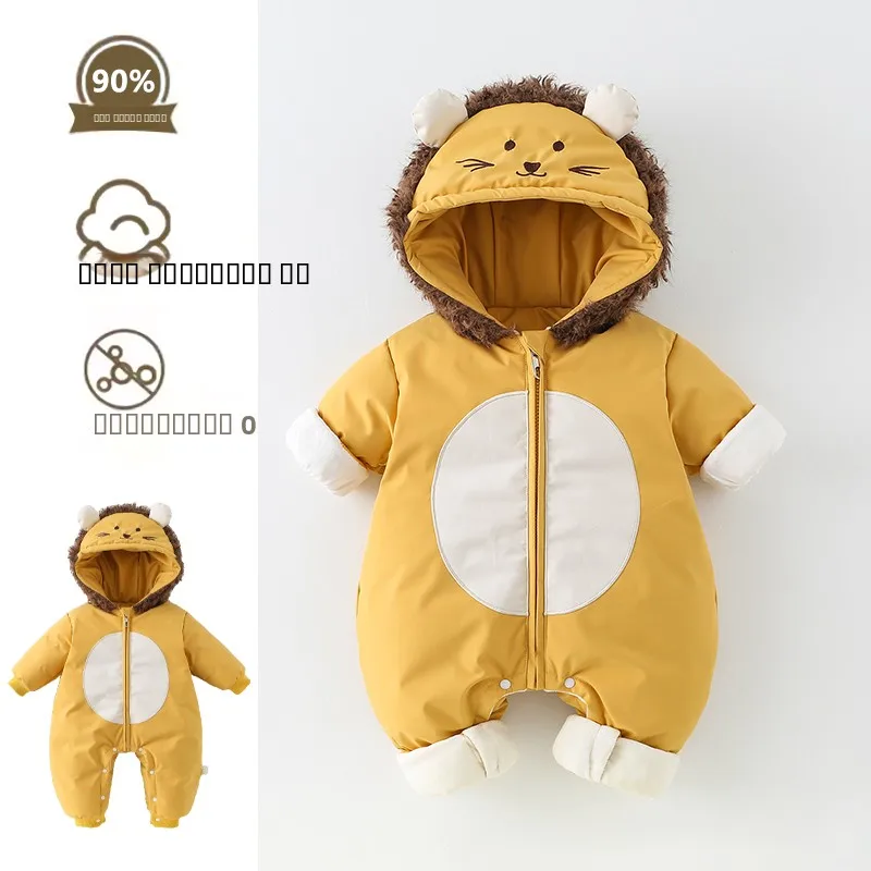 

Зимний комбинезон для малышей, утепленный, теплая одежда для младенцев и детей ясельного возраста, очаровательный дизайн, подходит для детей до 7 лет...