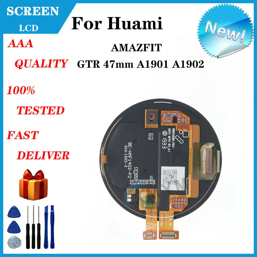 For Amazfit GTR 47mm A1901 A1902 Smartwatch LCD Display + Touch Panel Digitizer For Huami Amazfit GTR 47mm LCD Amoled Display