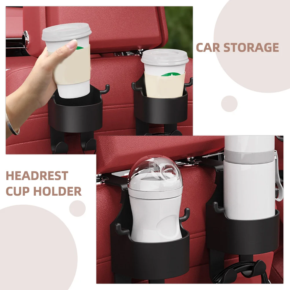 

3pcs Car Headrest For Rear Seat With Hooks Multipurpose Drink Holder Backseat Cup Storage Organizer Auto Headrest Cup Holder