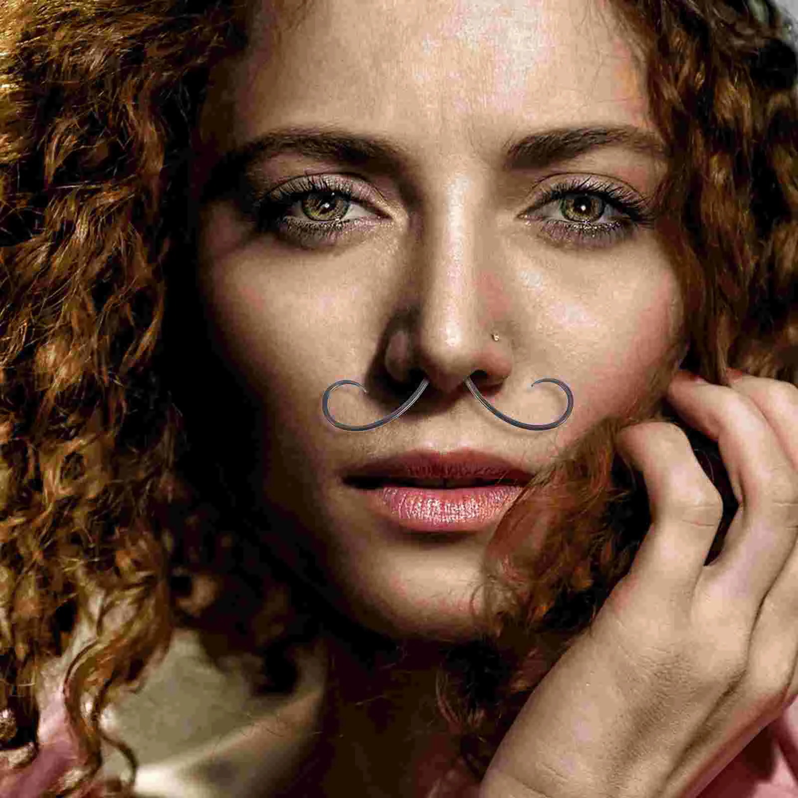 Nasal Septum Silver Jewelry Mustache Nose Ring Piercing Rings Steel Piercings Stud Earrings Mens