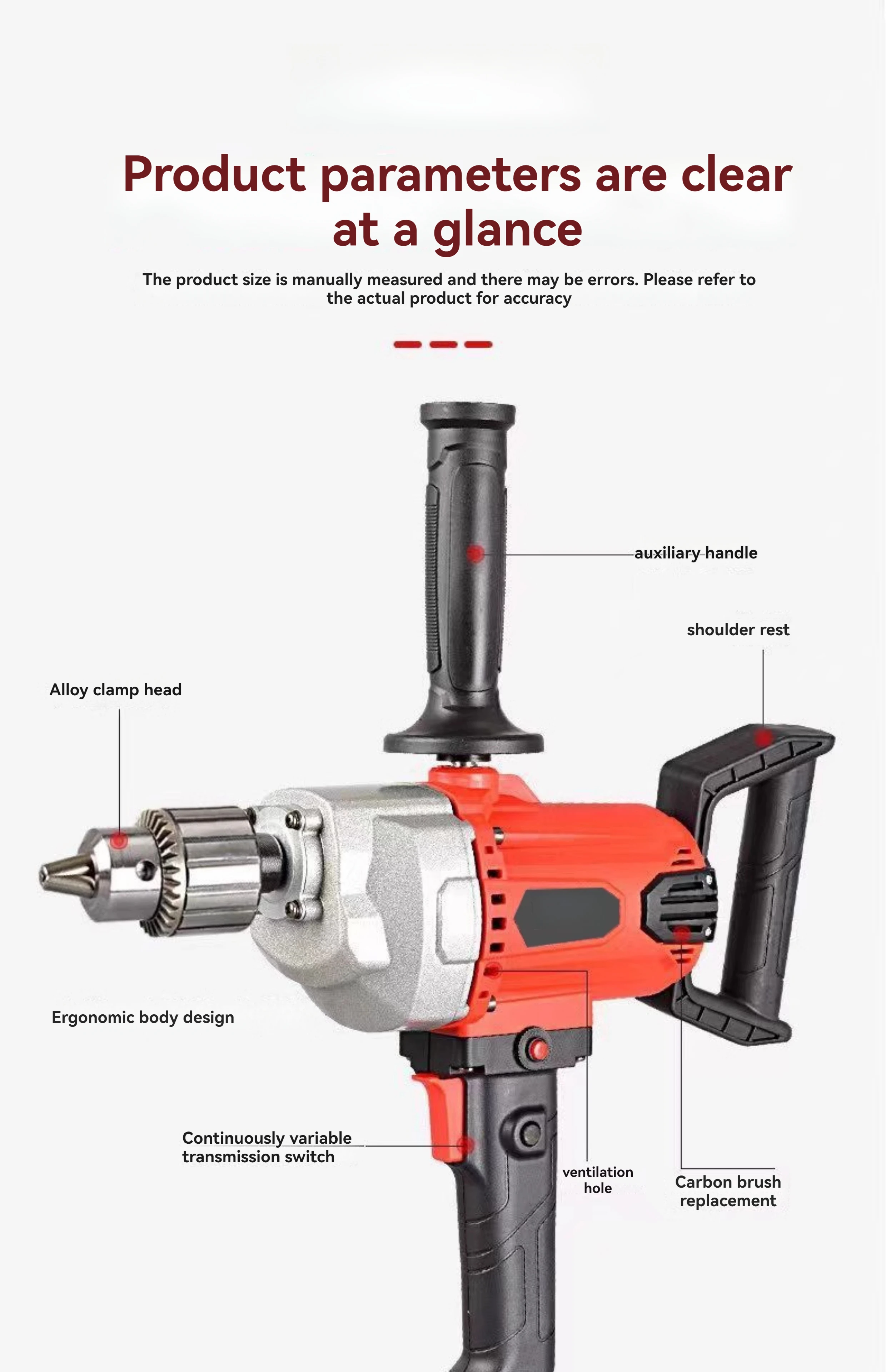 

Industrial Grade Mixer Concrete Paint Water Drill Mixer Plastering Machine Putty Artifact High-power Electric Mixer