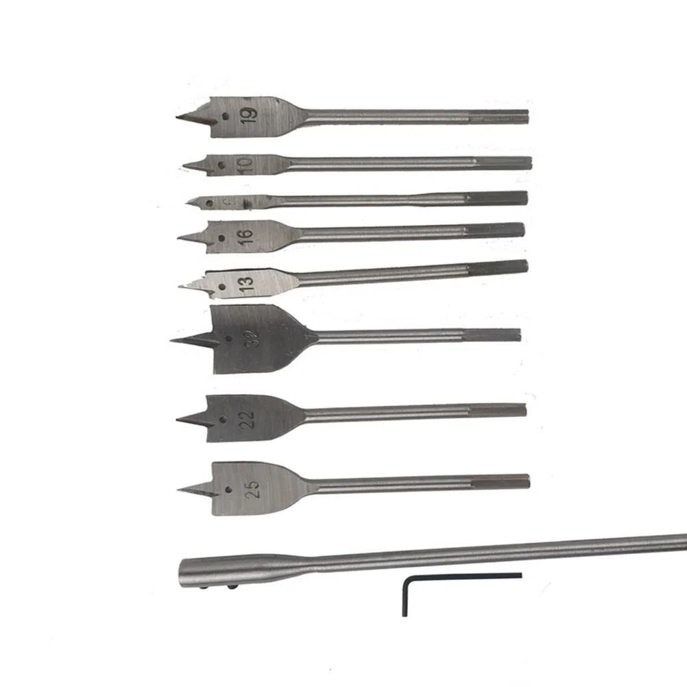 

10Pcs Three Woodworking Flat Drill Bits Hexagonal Handle High Carbon Steel Wood Hole Set Efficient Labor Saving