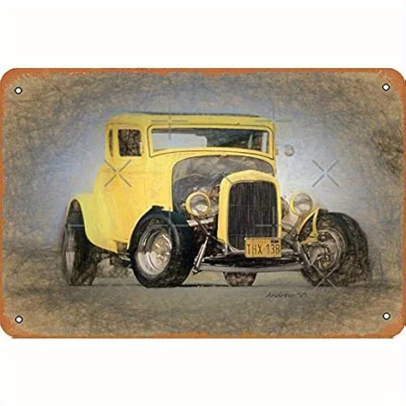 Milners Coupe Vintage Metal Sign  - Retro Art Deco Iron Wall Decor with Classic Yellow,Black Car Design, Waterproof Indoor/Outdo