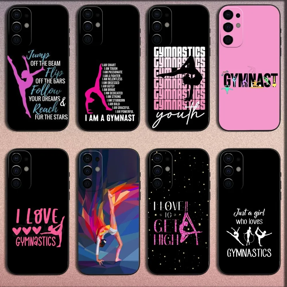 GYM Girl Gymnastic Phone Case For Samsung S25,S24,S21,S22,S23,S30,Ultra,S20,Plus,Fe,Lite,Note,10,9,5G Black Soft Cover