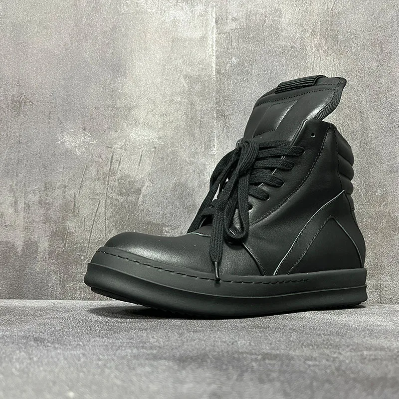 Men Women High Top Boots Casual Platform Sneakers Leather Luxury Trainers Lace Up Zip Autumn Black Qvah Owens Designer Shoes