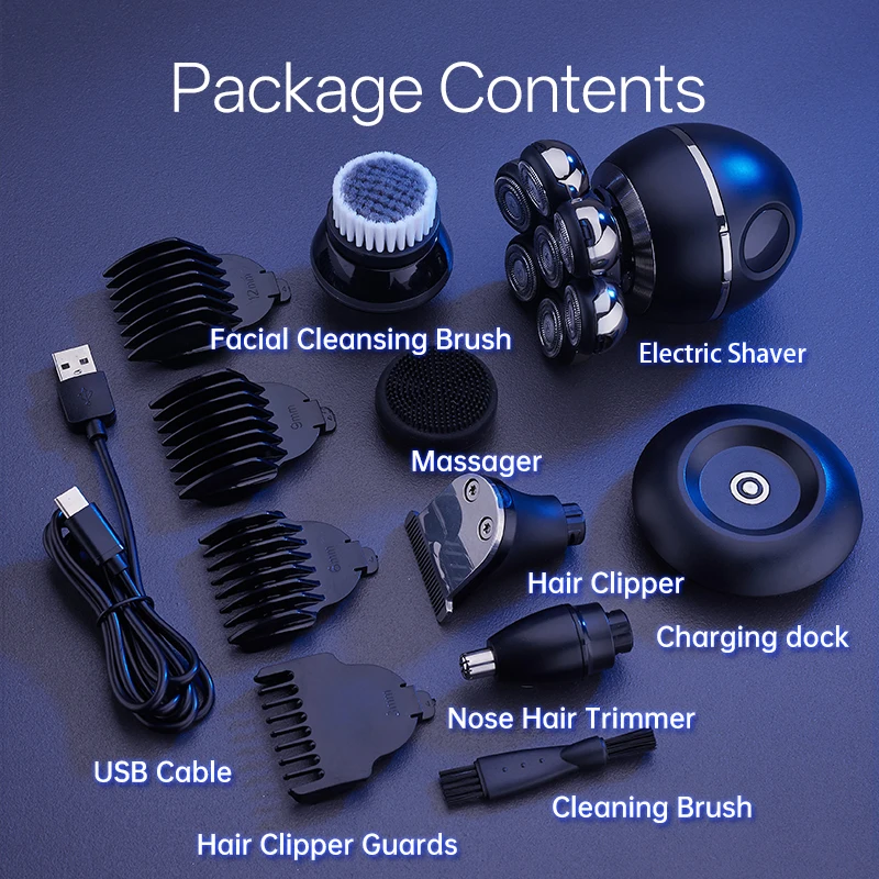 7D floating charging electric shaver, seat charger, portable men's multifunctional trimmer, shaver, waterproof all over the body