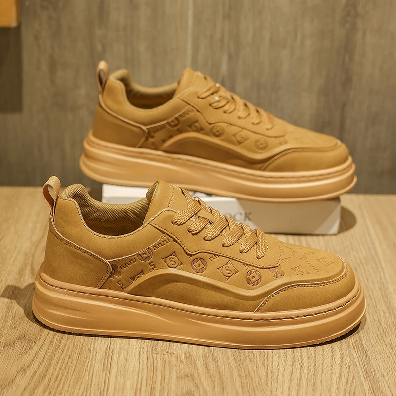 

2025New Comfortable High-End Versatile Sneakers Trendy Shoes High-Quality Men's Casual Leather Shoes Sports Thick-Soled White