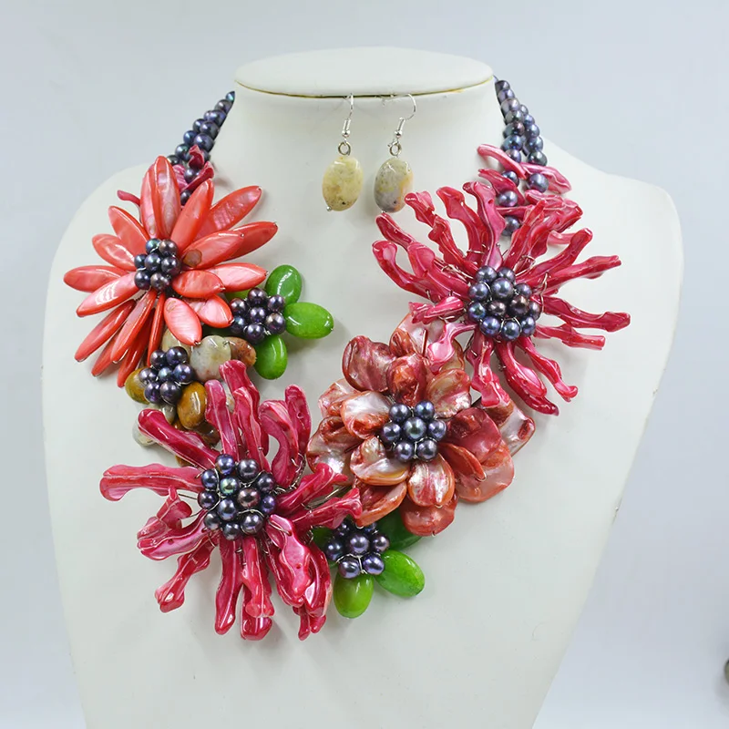 N-2017-5-12-11-30 Classic romantic Africa shell flower necklace 20\