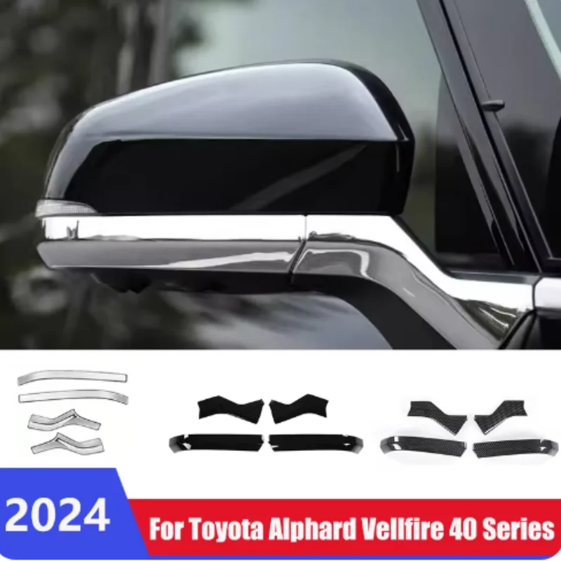 

For Toyota Alphard Vellfire 40 Series 2024 ABS Chrome Car Side Rearview Mirror Decorative Protective Strip External Accessories