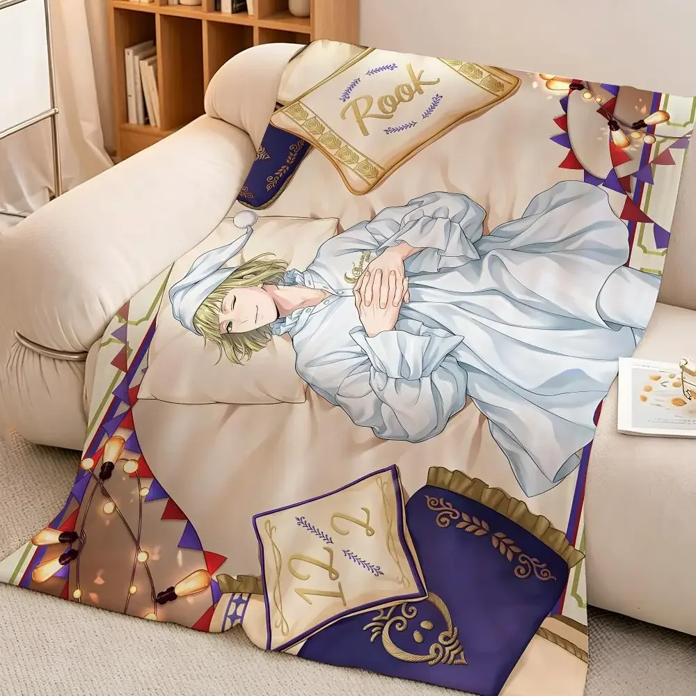 Game T-Twisted Wonderland Rook Anime Fantasy Retro Throw Soft Warm Flannel Blanket Lightweight for Sofa Bed Couch Travel Adults