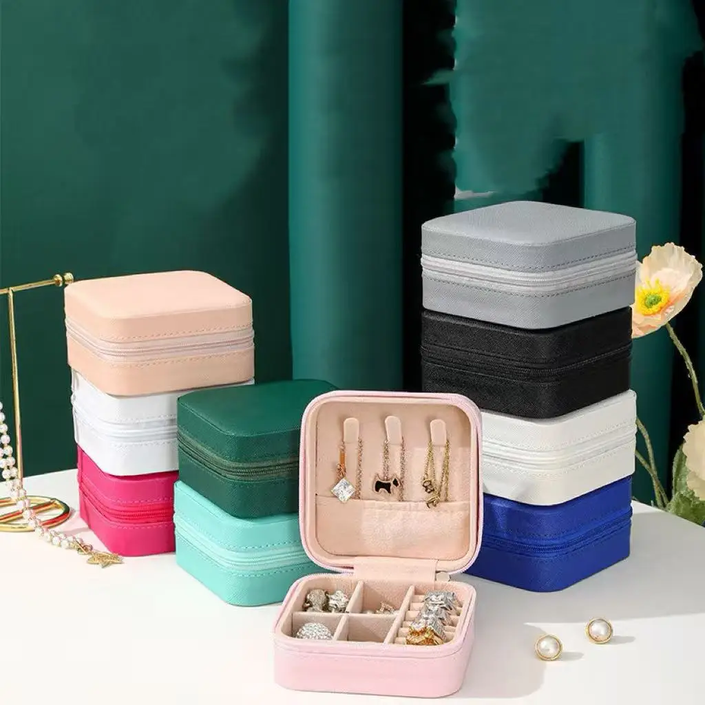 Portable Zipper Jewelry Box, Macaron Color Travel Jewelry Organizer Case for Earrings Rings Necklaces, Back to School Gift