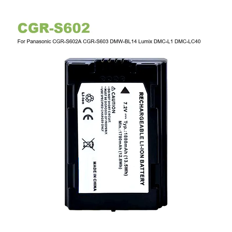 

Camera Battery For Panasonic CGR-S602A CGR-S603 DMW-BL14 for Lumix DMC-L1 DMC-LC40 DMC-LC5 For Leica DIGILUX1 CGR-S602 1880mAh