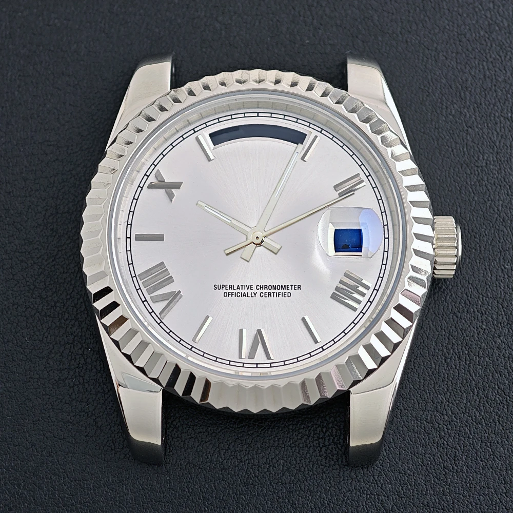 Miyota 8285 39mm sapphire glass stainless steel watch case with Roman numeral  dial for 8285 movement watch accessories parts