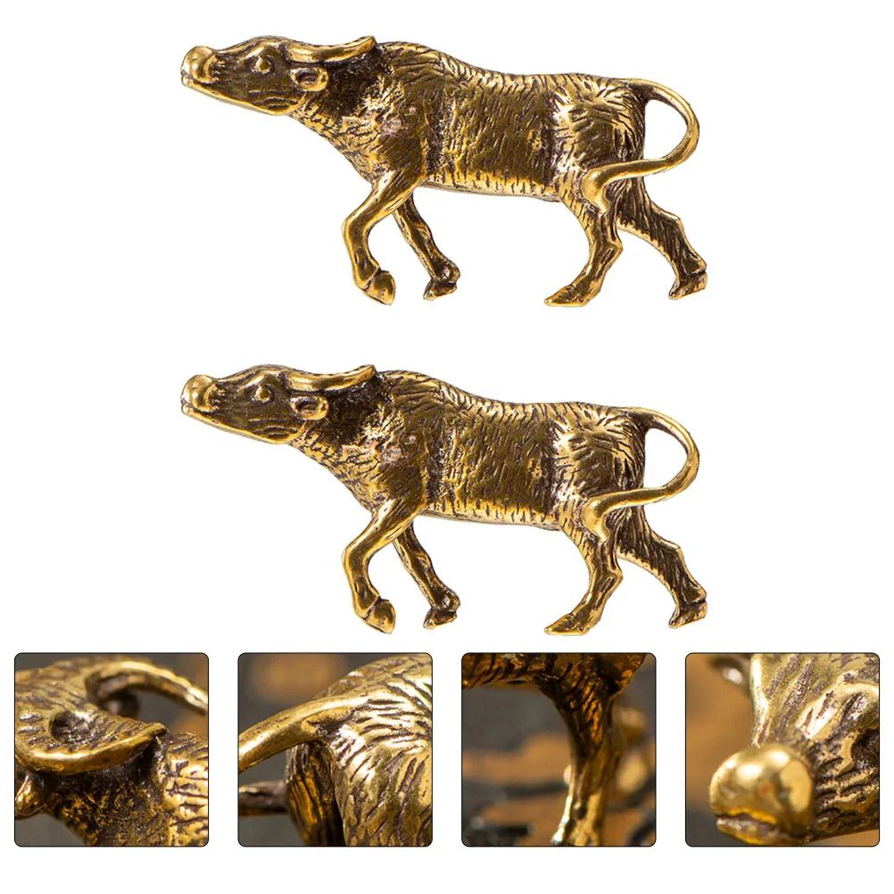 

2 Pcs Handle Retro Keychain Decor Cow Hanging Pendant Brass Cow Pendant Tag Jewelry Accessories Handmade Craft