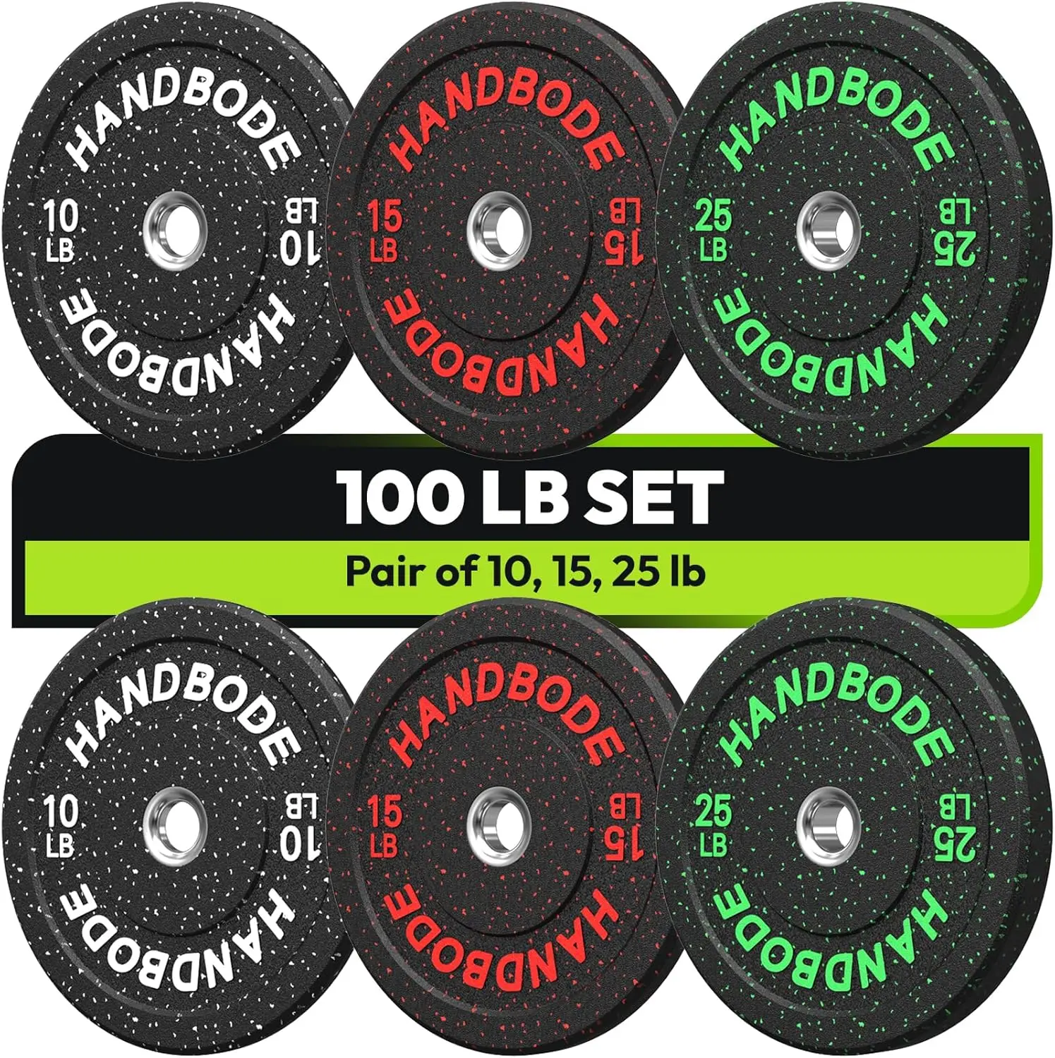 Home Gym Weight Lifting with 2-Inch Bumper Plates, High Bounce, Colored Rubber, Multiple Weights