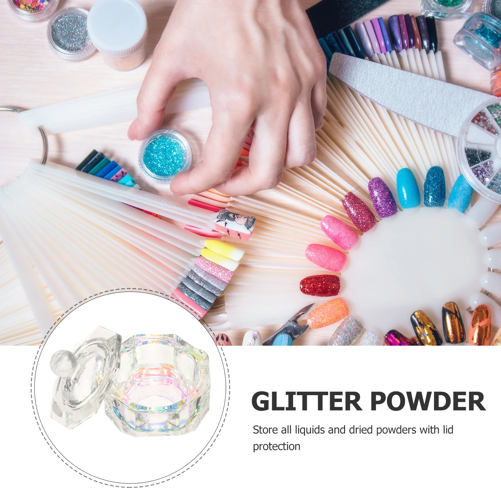 

2Pcs Nail Dish Cups Glass Material Excellent Transparency Cover Design Clean Storage Ideal for Nail Polish Mixing and Cleaning