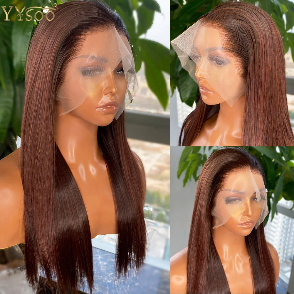 

YYsoo 13X6 Synthetic Lace Front Wigs for Black Women Pre Plucked Futura Glueless Silky Straight Highlights Wig Natural Hairline