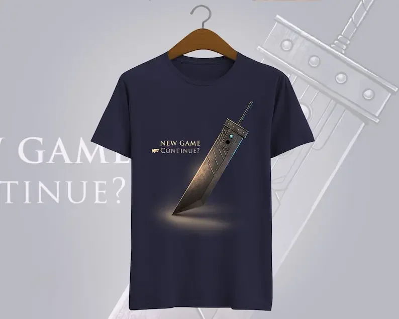 Cloud Strife sword - Final fantasy t-shirt VII - FFVII remake - FF7 PS1 retro gamer