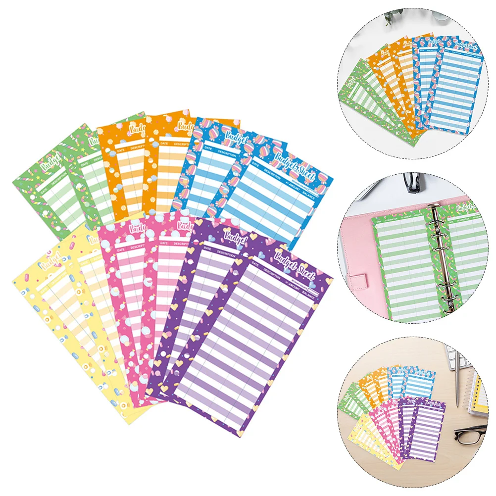 แผ่นบันทึกค่าใช้จ่ายลายลูกกวาด 24 ชิ้น สีสุ่ม สำหรับบันทึกค่าใช้จ่ายในบ้าน สำนักงาน โรงเรียน ธุรกิจ