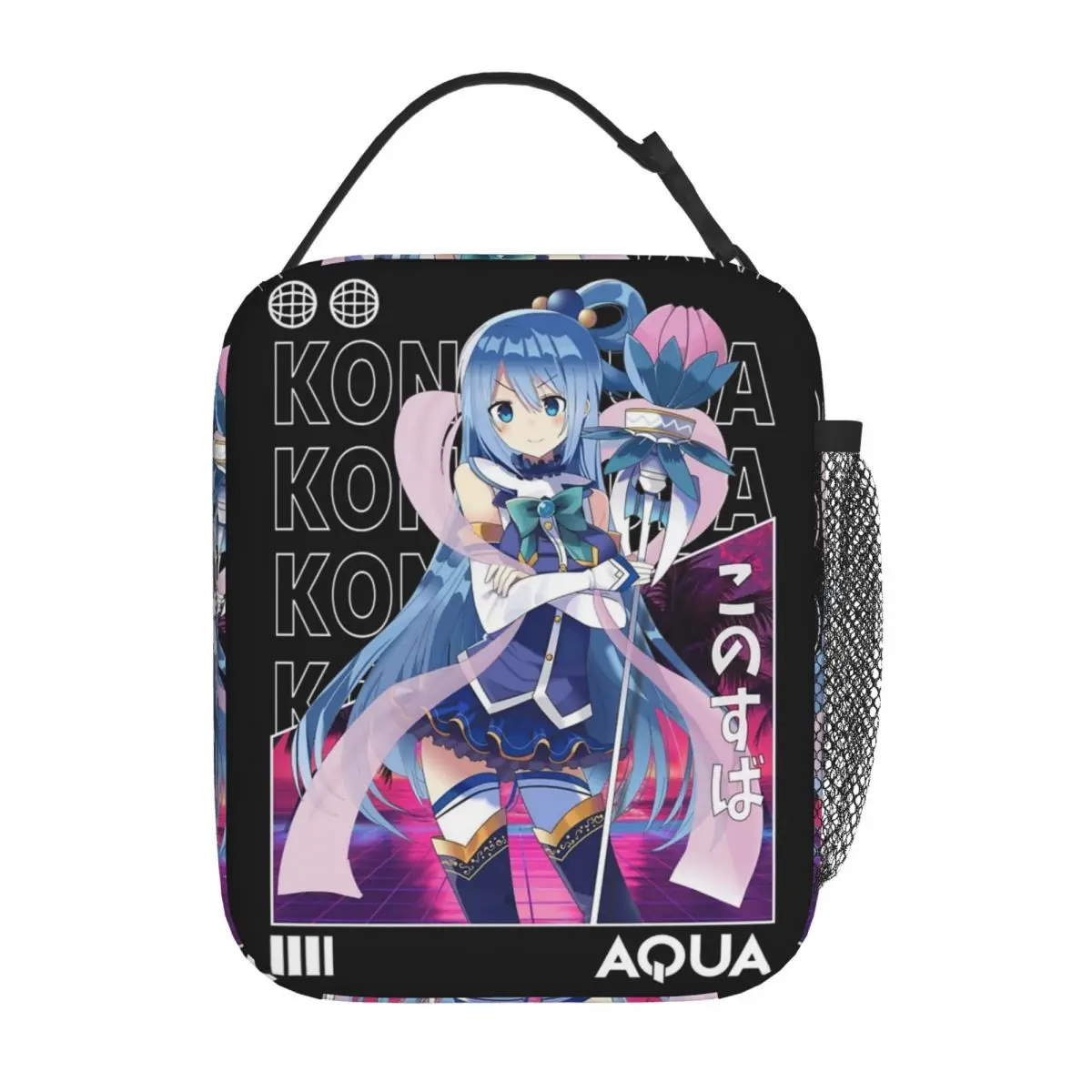 

Aqua - KonoSuba Insulated Lunch Bags Portable Lunch Container Thermal Bag Tote Lunch Box College Travel Food Bag