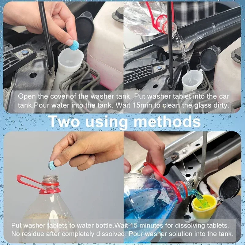20/40/60Pcs Car Solid Effervescent Washer Tablet Multifunctional Cars Windscreen Washing Tablets Tools Auto Cleaning Accessories