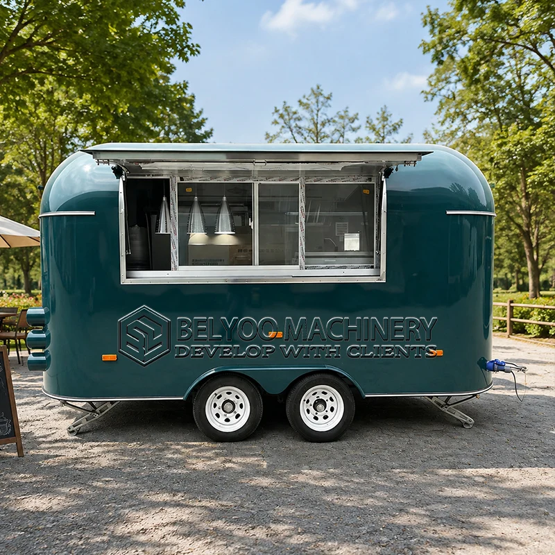 Belyoo Commercial Food Trailer Custom Mobile Kitchen Food Truck for Street Food Coffee Snack Bar Restaurant Equipment Trailer