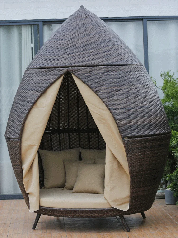 Outdoor rattan bed sofa, indoor living room, balcony, bird cage, hanging hanging basket, villa courtyard, swing, waterproof leis