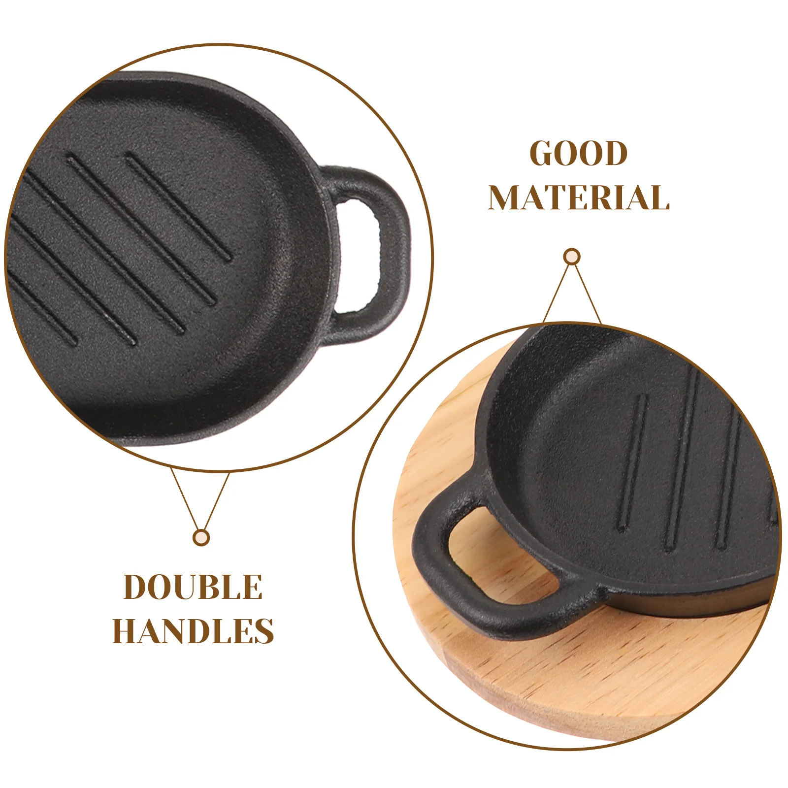 

Cast Iron Steak Plate Double Handle Grilling Pan Wooden Serving Tray Bbq Plate Even Heat Kitchen Steak Pan Outdoor Barbecue