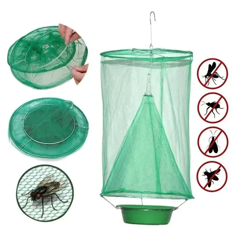 Fly Catcher Killer Pest Control Reusable Hanging Fly Trap Flytrap Cage Net Traps Outdoor Garden Hanging Flycatcher