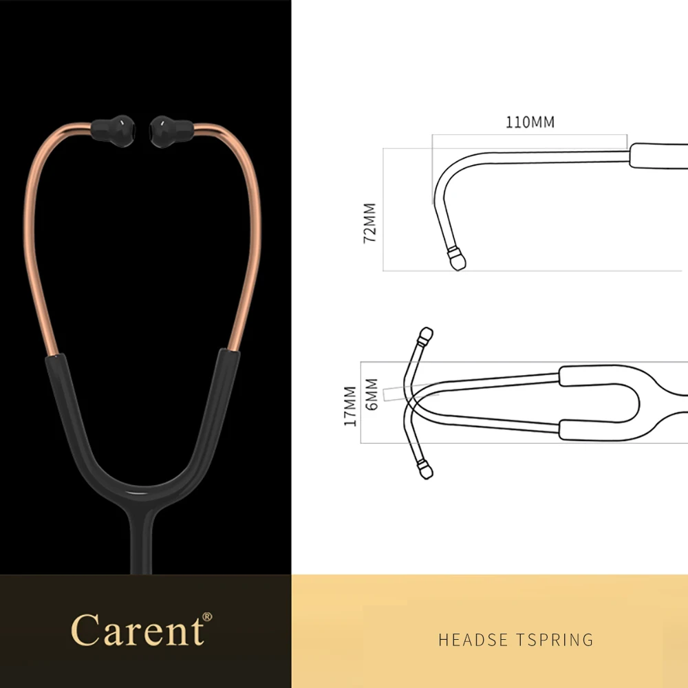 Estetoscópios médicos de ouro carido, estetoscópios profissionais universais de cardiologia, coração fetal duplo, equipamento médico, cuidados de