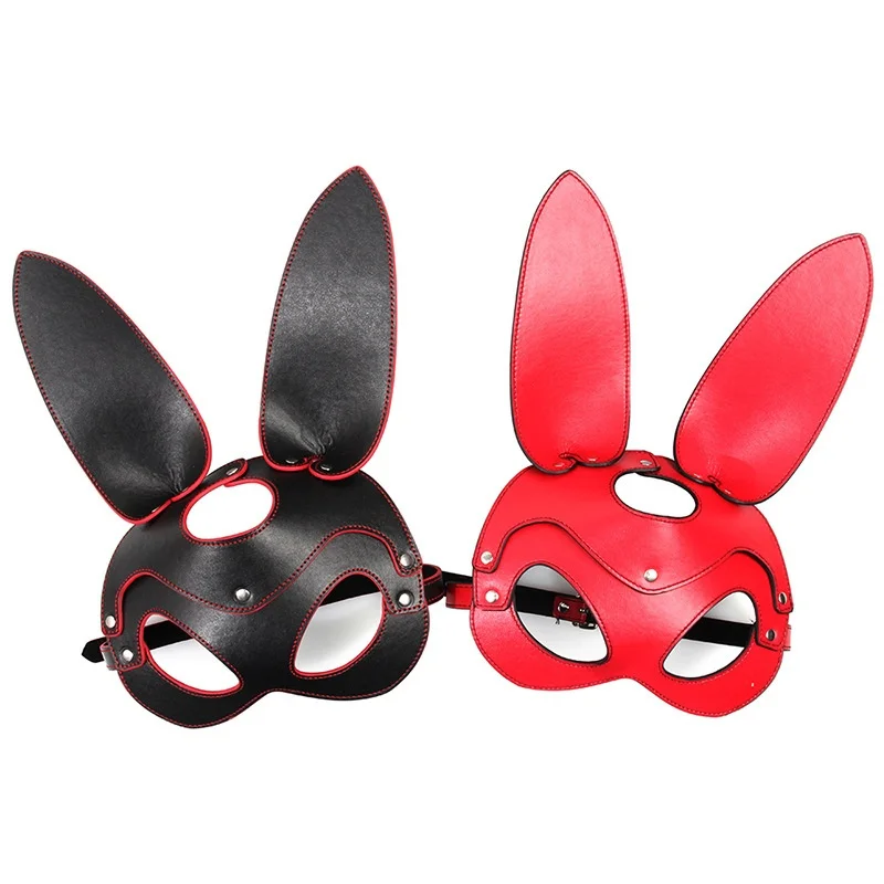 Sexy Rabbit Mask Exotic Accessories Leather Fetish Animal Mask for Women Gay Cosplay Flirting Halloween Costumes Nightclub Party