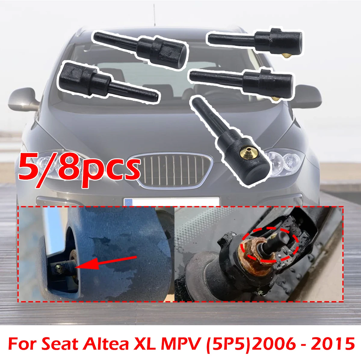 

5/8PC Rear Wiper Washer Jet Nozzle Windscreen Window Spray Cover Cap Rocker Spare Part Repair For Seat Altea 2006-15 3B9955985A