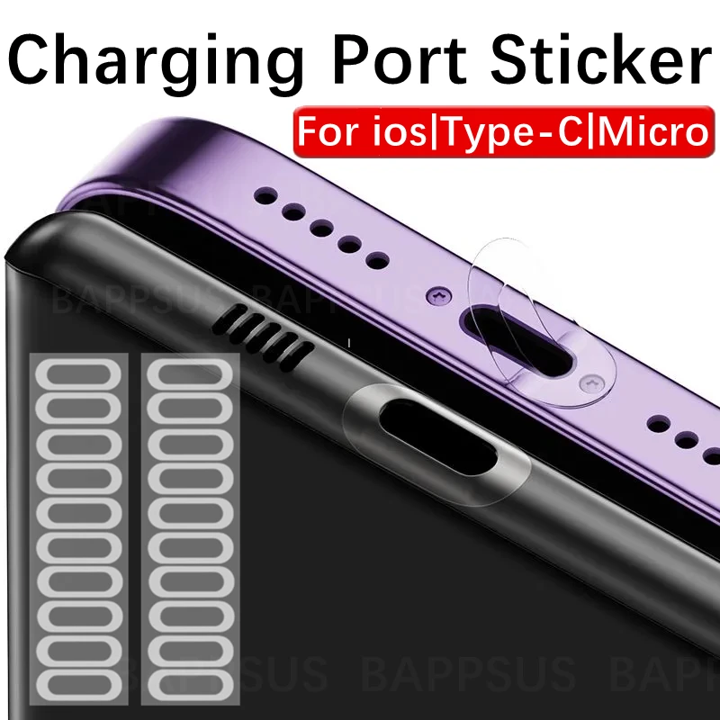 15PM Charging Port Protective Sticker For iPhone 14 Samsung Mi Anti-Scratch Charge Ports Protector Film For ios Type C Micro USB