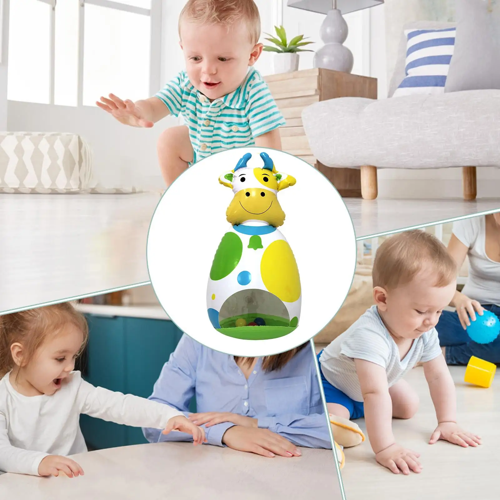 Wobble Toy 3D Wobble Toys For Babies Inflatable Cow Doll Children's Interactive Game For Desk Holiday Classroom Bedroom Travel