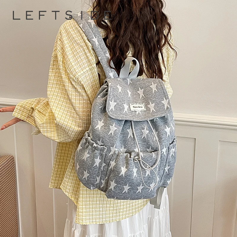 

Women's Star Print Drawstring Backpack Casual Cute Aesthetic Daily School Travel Shoulder Bag 2026 New Trend Back Packs