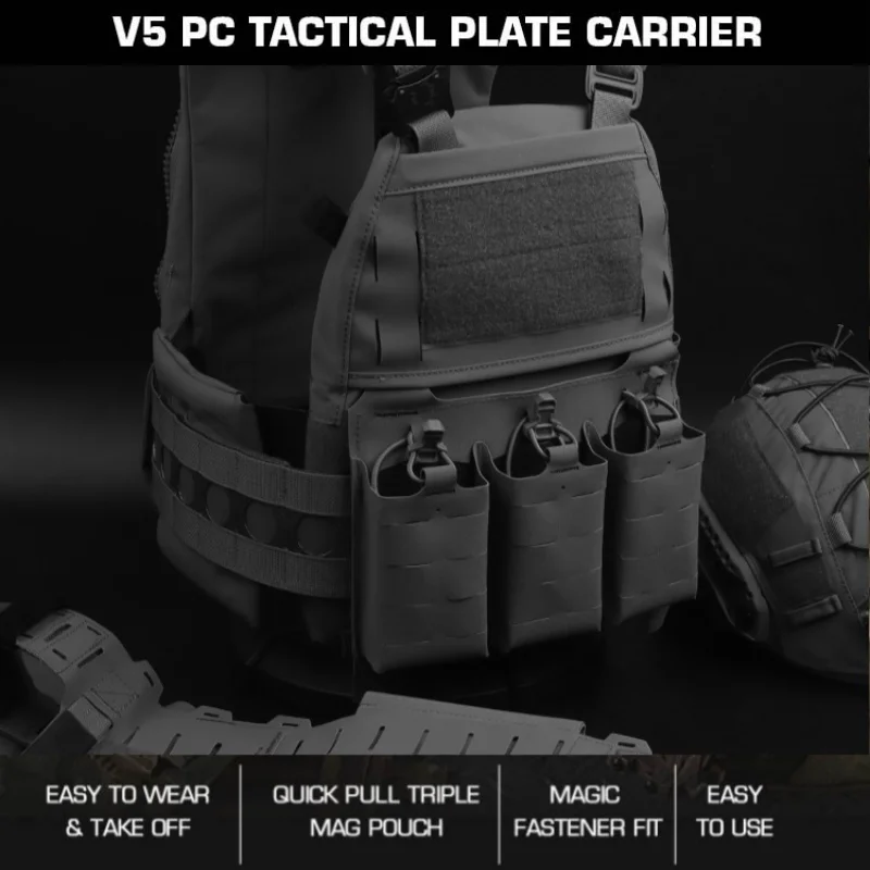 

V5 PC quick detachable hunting vest with multifunctional MOLLE back zipper system